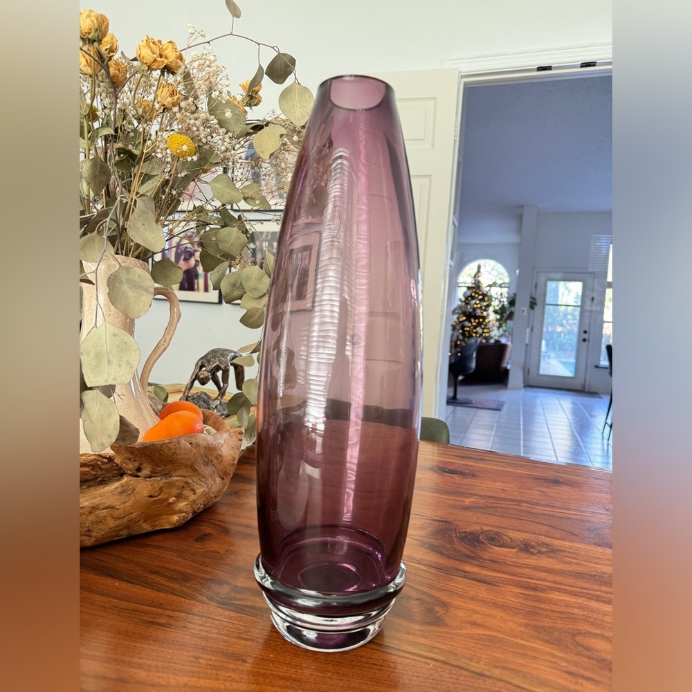 VINTAGE BEAUTIFUL MODERN WATERFORD MARQUIS CRYSTAL AMETHYST LARGE VASE 16" Vase
